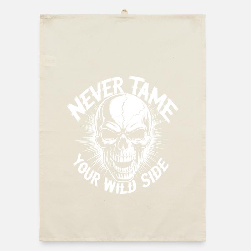 Never Tame Your Wild Side Skull – Gothic Design Organic dish towel