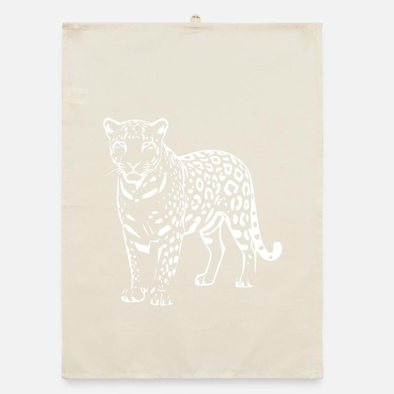 Cadeau du léopard blanc amoureux des chats Torchon bio