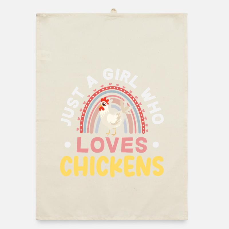 Mädchen das Hühner liebt Regenbogen Organic Geschirrtuch