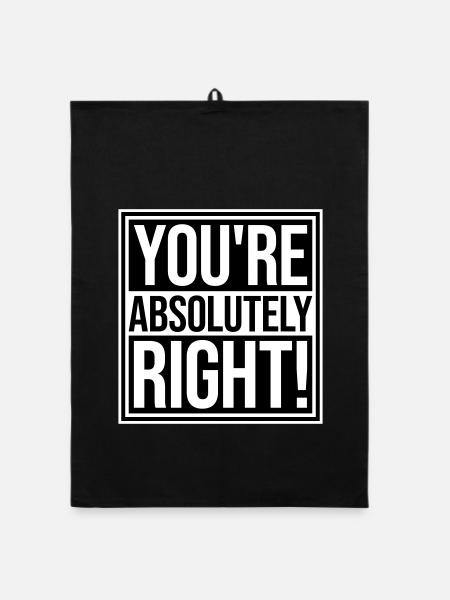 You're Absolutely Right Funny Sarcastic AI Logo - Organic dish towel - black - Front