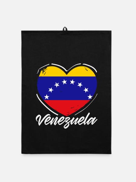 Venezuela Flagge Stolz & Heimat Venezuela - Organic Geschirrtuch - Schwarz - Vorne