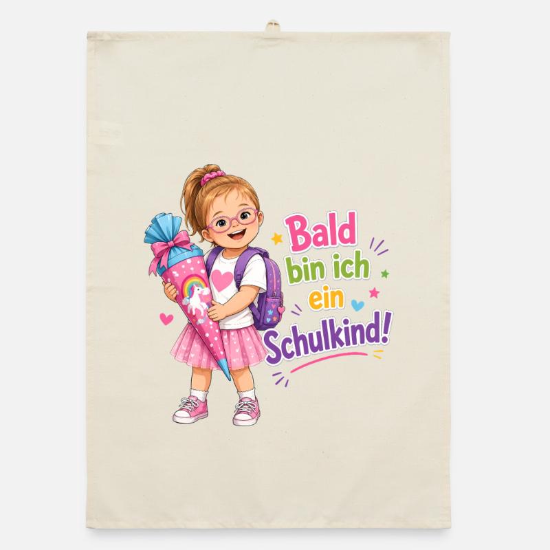 Bald bin ich ein Schulkind – Down Syndrom Mädchen Organic Geschirrtuch