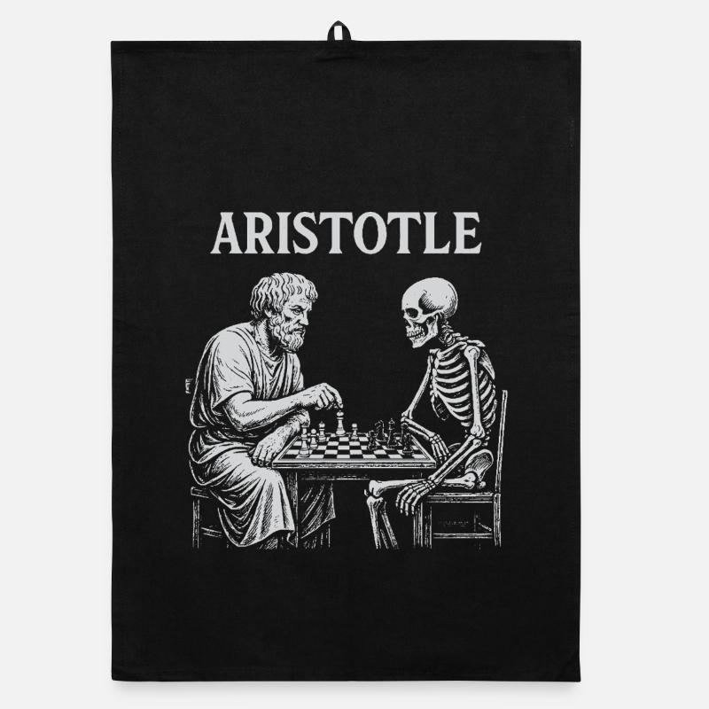 Aristote jouant avec les échecs squelettes Torchon bio