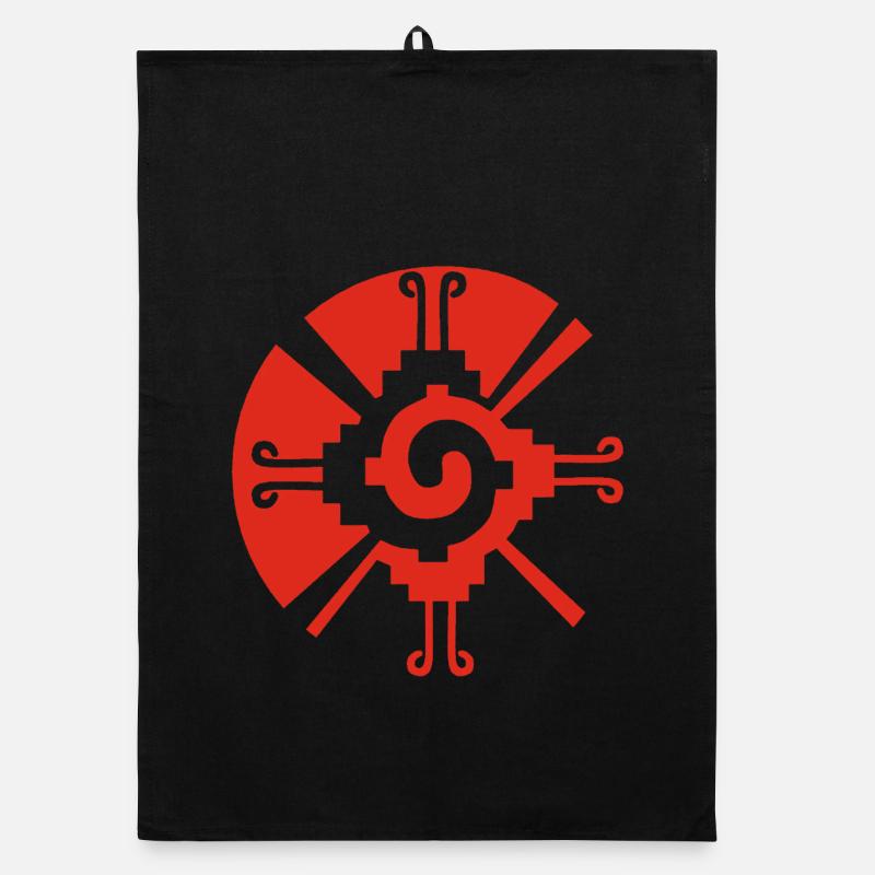 Solar Geometric Pattern (Red) Organic dish towel