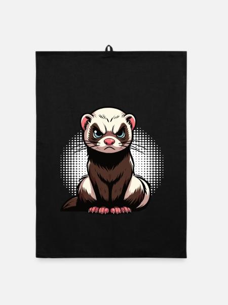 ferret ferret holder ferret owner - Organic dish towel - black - Front