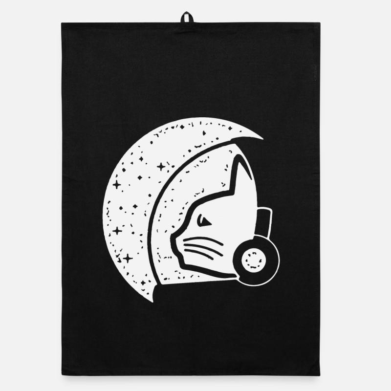 Illustration d’astronaute chat galactique - Torchon bio - noir