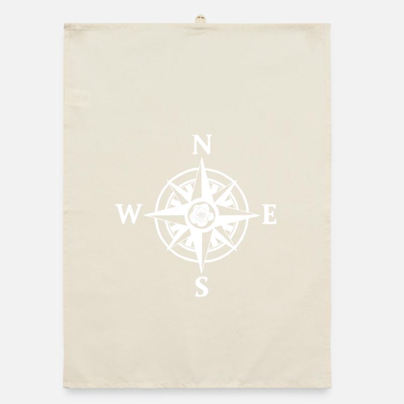 Compass rose (white) Organic dish towel