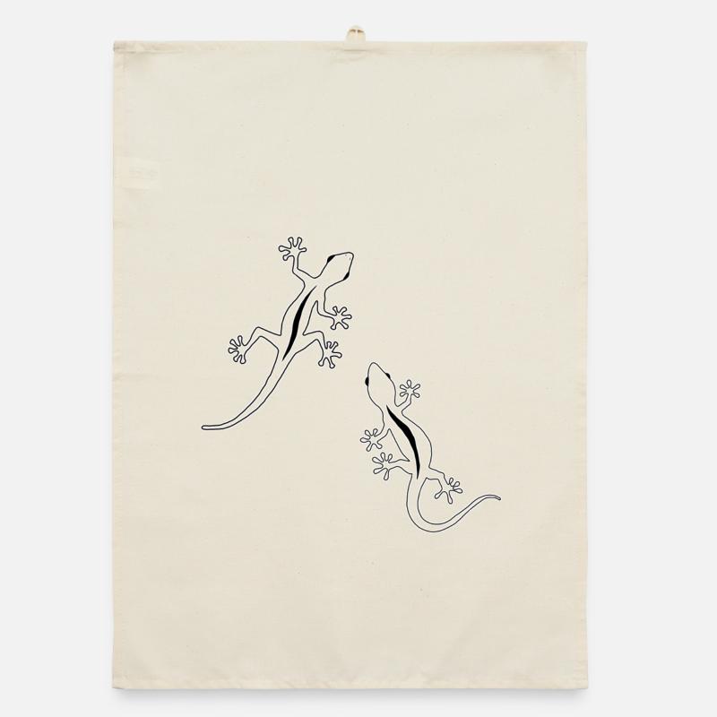Two Lizards (b&w) Organic dish towel