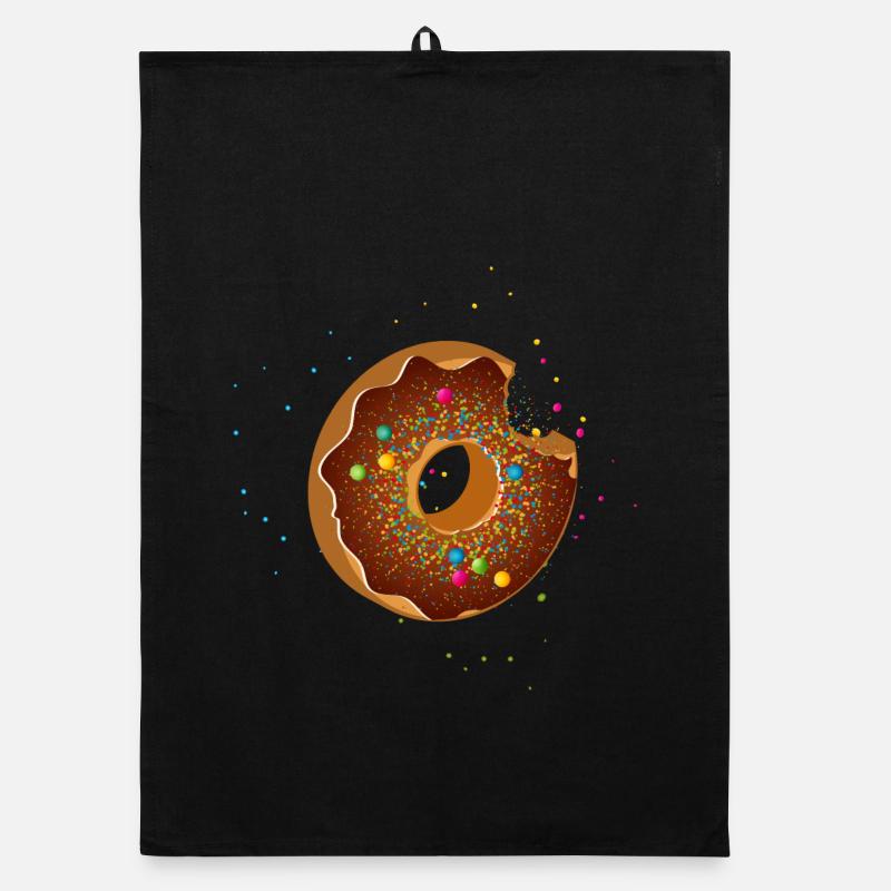 bitten chocolate donut with colorful sprinkles Organic dish towel