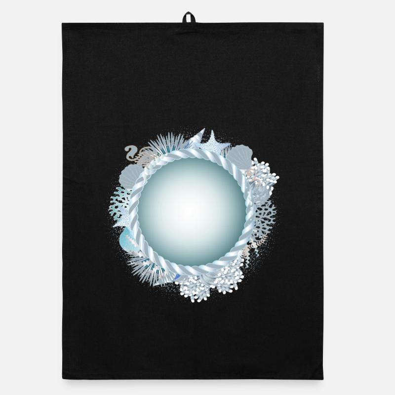 maritimer Rahmen mit Seil und Korallenriff Optik Organic Geschirrtuch