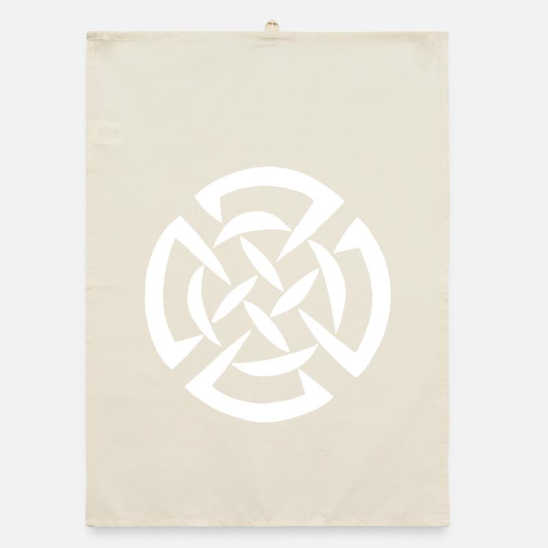 White Celtic graffiti Organic dish towel