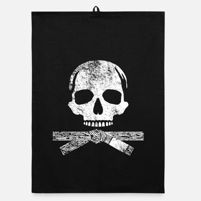 Kampfkunst Schädel - Organic Geschirrtuch - Schwarz