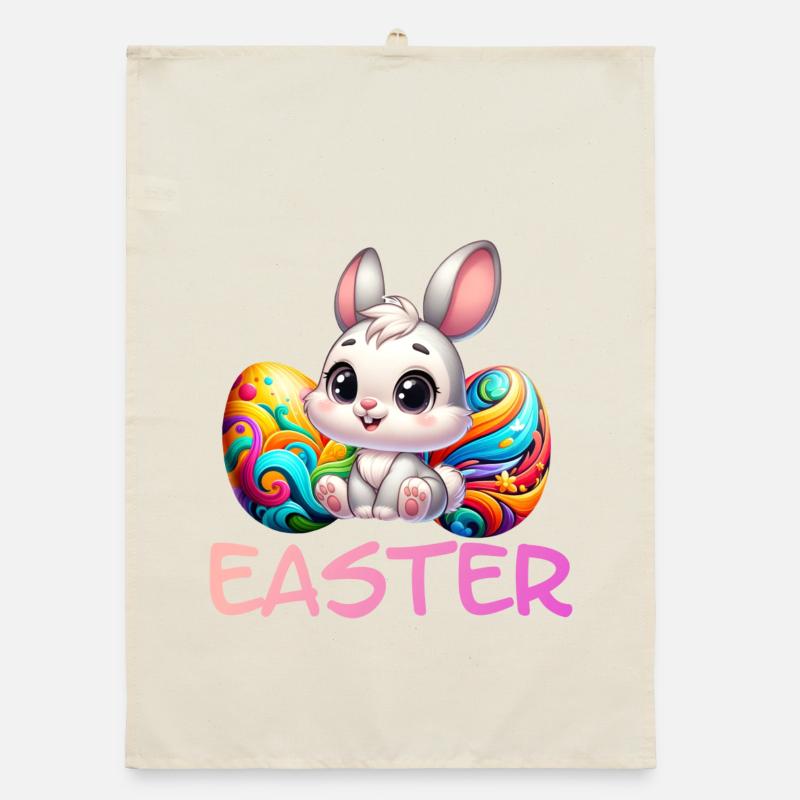 Easter Bunny with Easter Eggs Organic dish towel