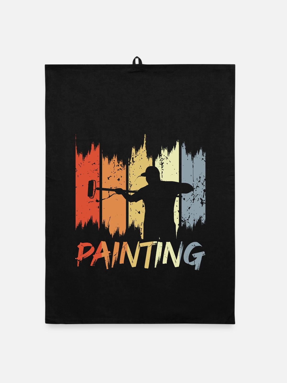 Peintre rétro - Torchon bio - noir - Devant