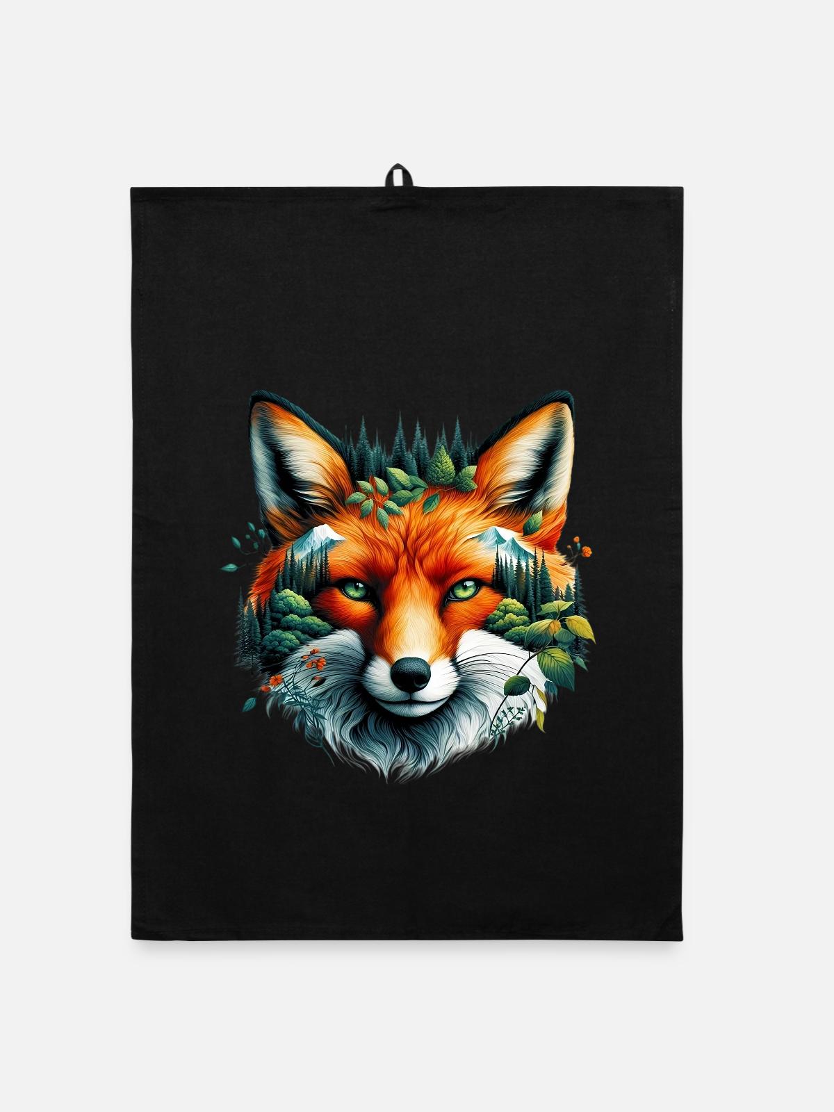 Renard - Torchon bio - noir - Devant