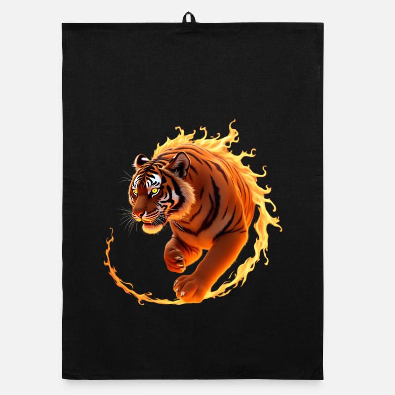 Feuriger Tiger in Bewegung Organic Geschirrtuch