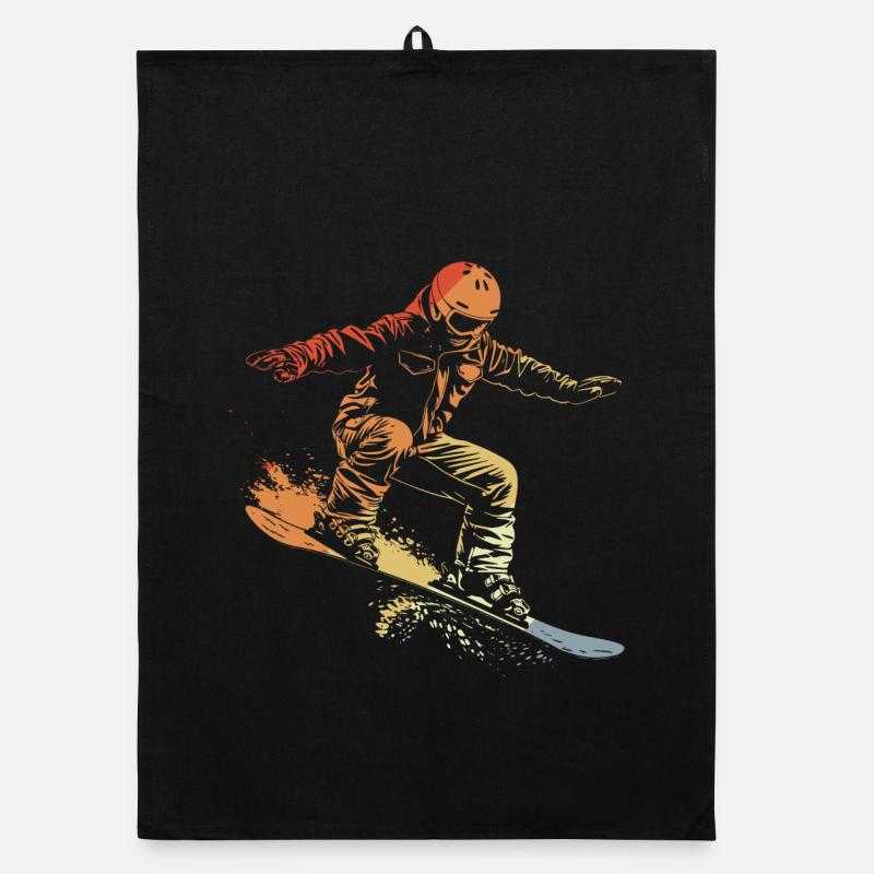 Snowboarder Graphique Rétro Torchon bio