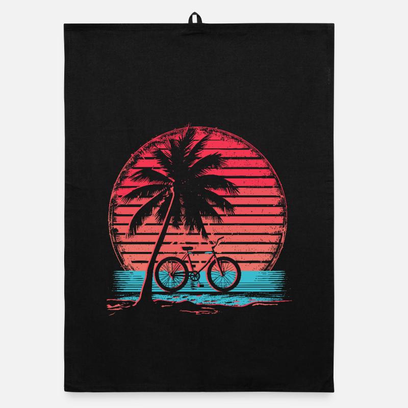 Fahrrad Synthwave Organic Geschirrtuch