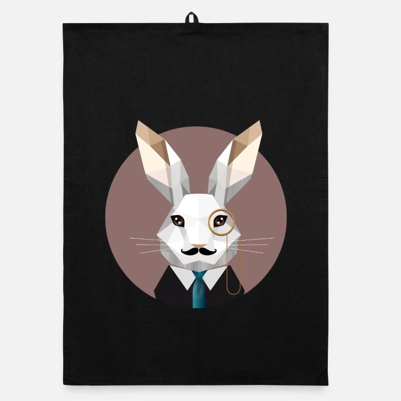 Elegant Easter Bunny with Monocle & Mustache Organic dish towel