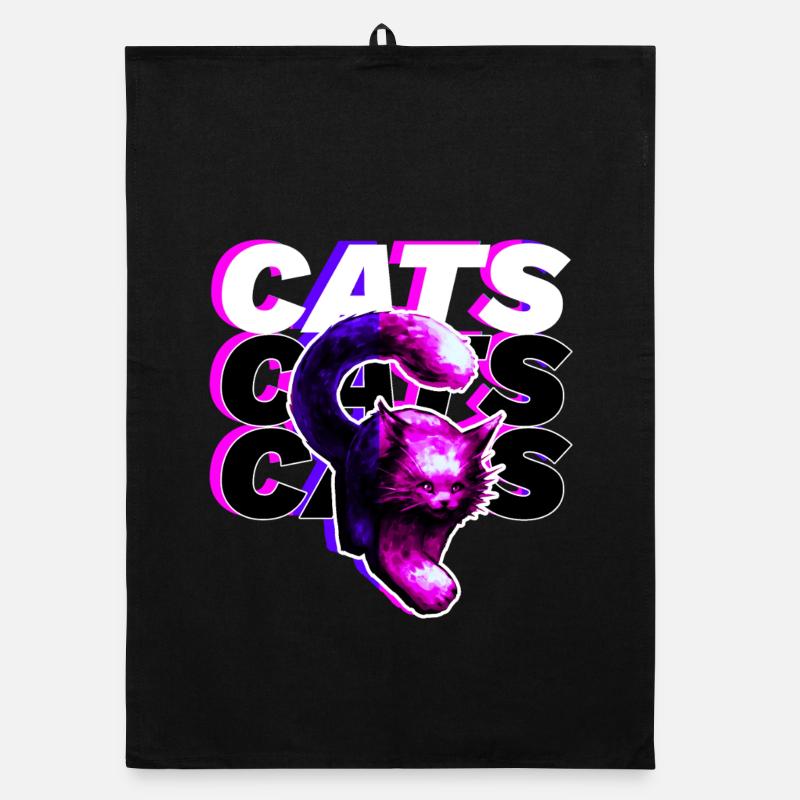 CHATS, CHATS, CHATS · Grand chat coloré Torchon bio