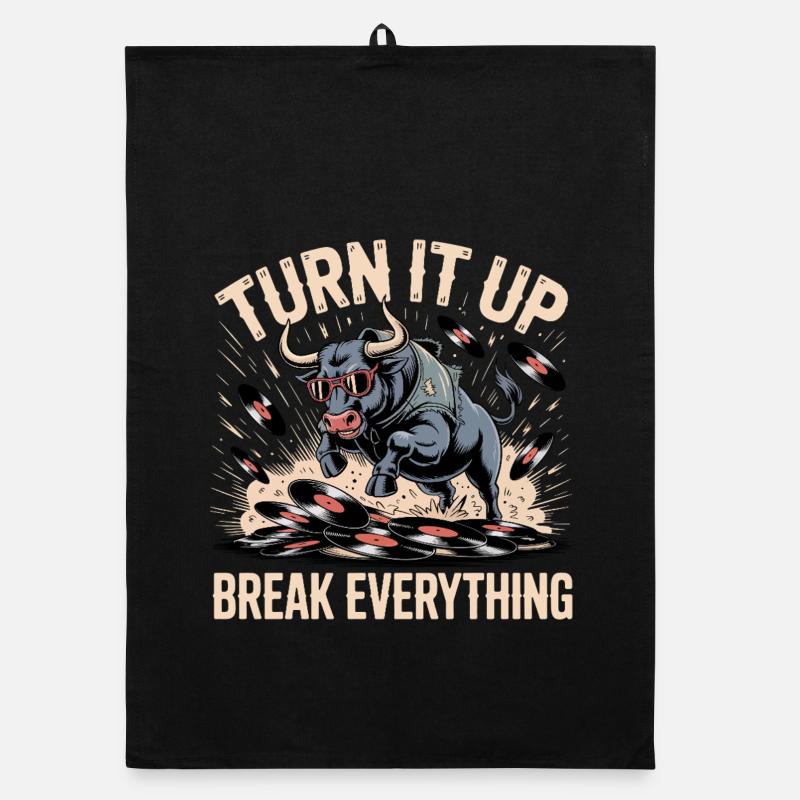Turn It Up Vinyl Bull Organic dish towel