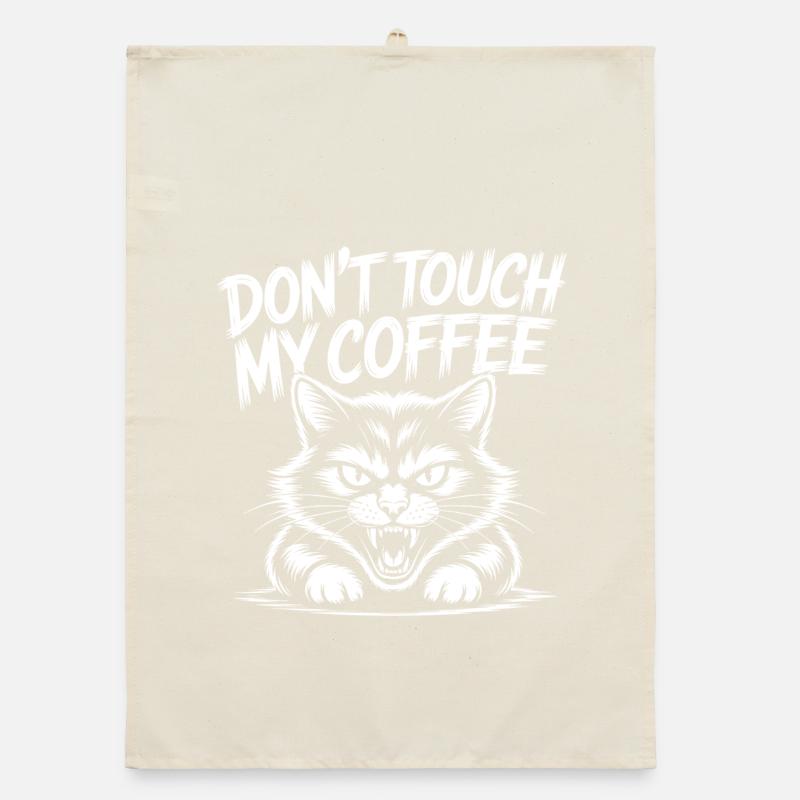 Kaffee Warnung mit wütender Katze Organic Geschirrtuch