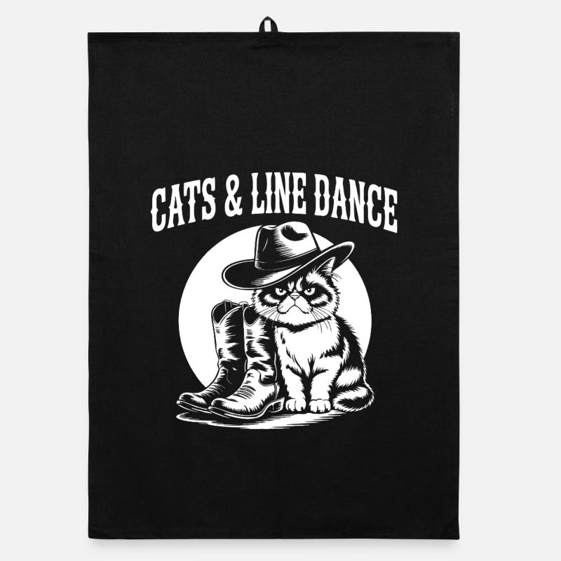 Katzen Line Dance Cowboy Organic Geschirrtuch