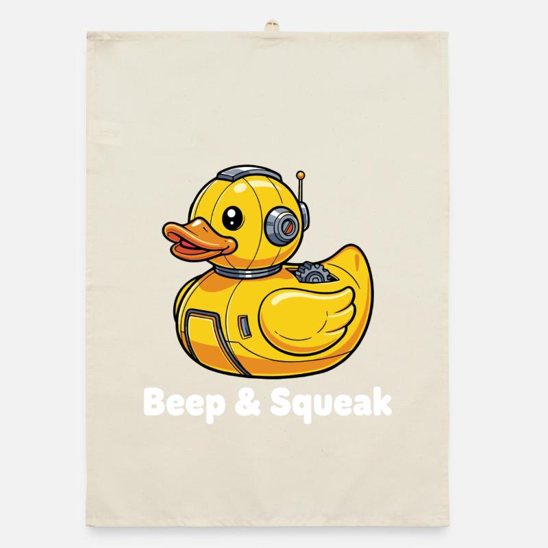 Beep & Squeak Robot Duck Organic dish towel