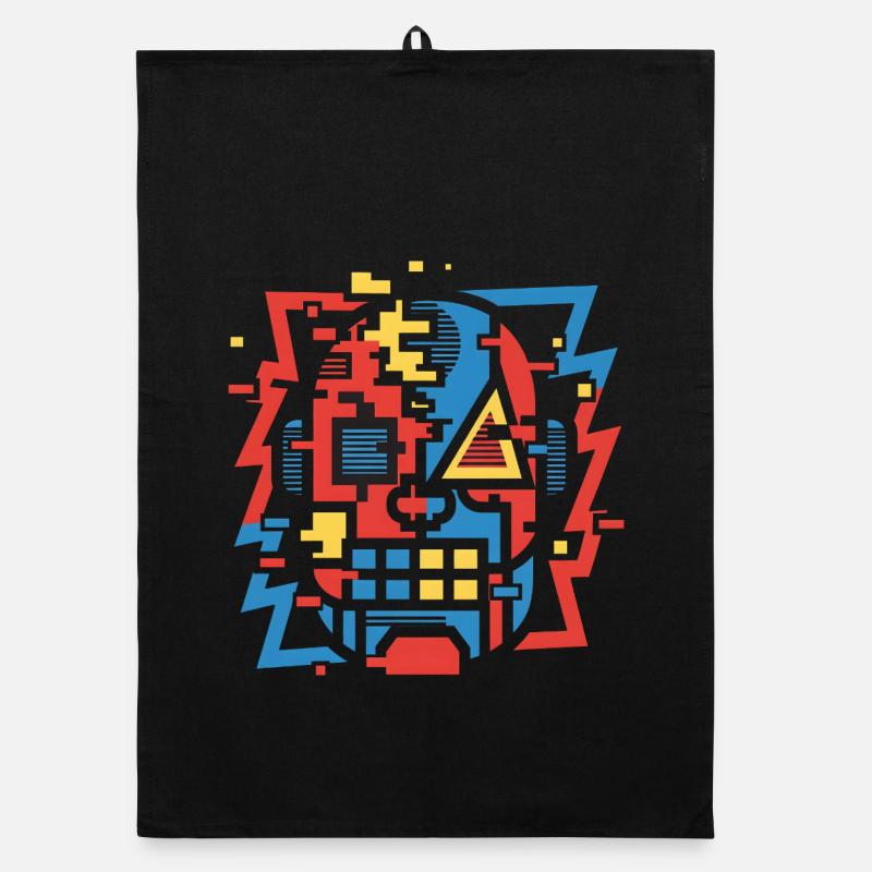 Abstract Glitch Face Organic dish towel