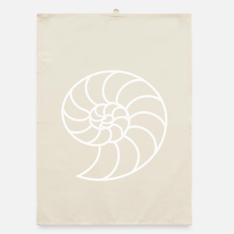 White Nautilus Spiral Organic dish towel