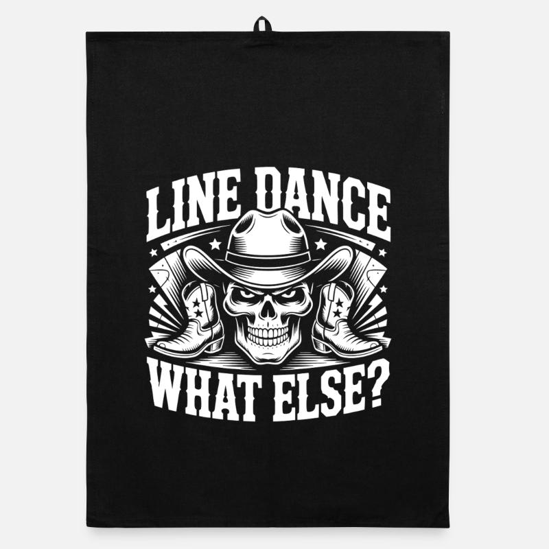 Line Dance Schädel Cowboy Organic Geschirrtuch