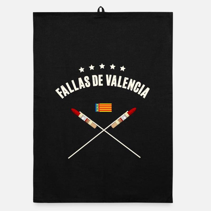 Fusée Fallas De Valencia - Torchon bio - noir