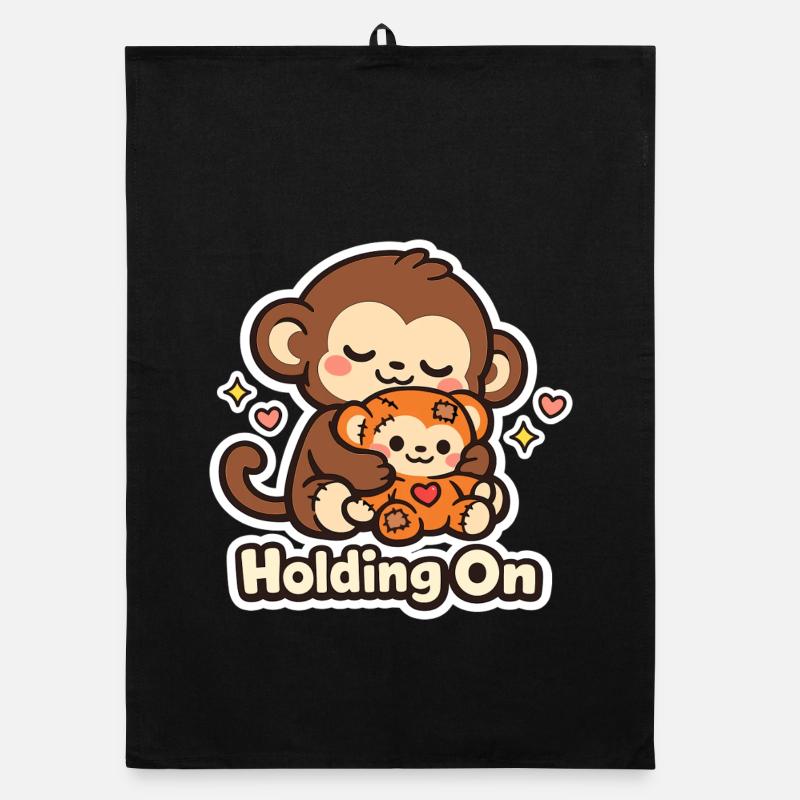 Punch Macaque Holding On Organic Geschirrtuch
