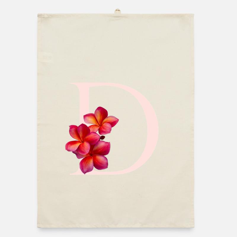 D Monogramm mit Frangipani Organic Geschirrtuch