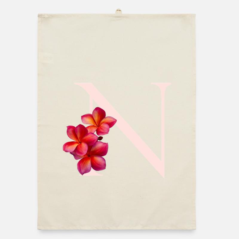 N Floral Monogram Organic dish towel