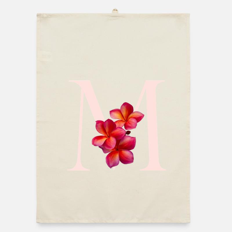 Monogram M with Pink Blossom Organic dish towel