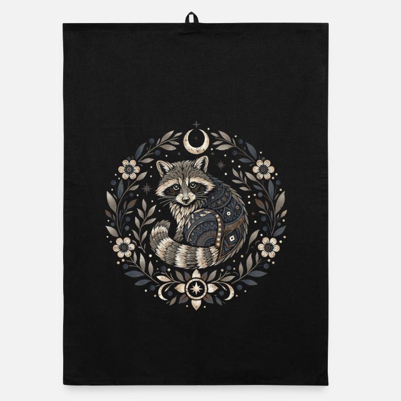 Moonpaws Raccoon Ornament Organic dish towel