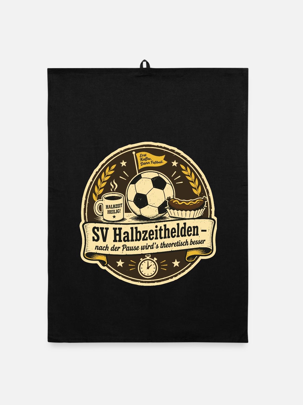 SV Halbzeithelden - Organic Geschirrtuch - Schwarz - Vorne