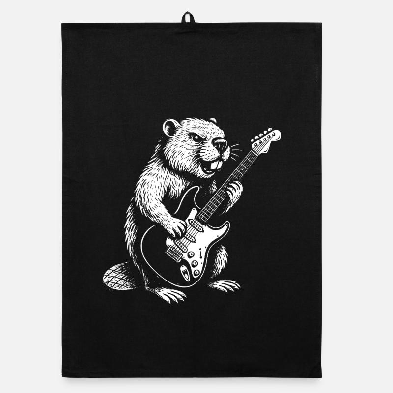 Beaver Guitar Hero Organic Geschirrtuch