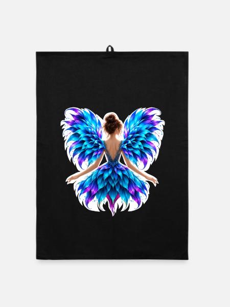 Blaugeflügelte Fee - Organic Geschirrtuch - Schwarz