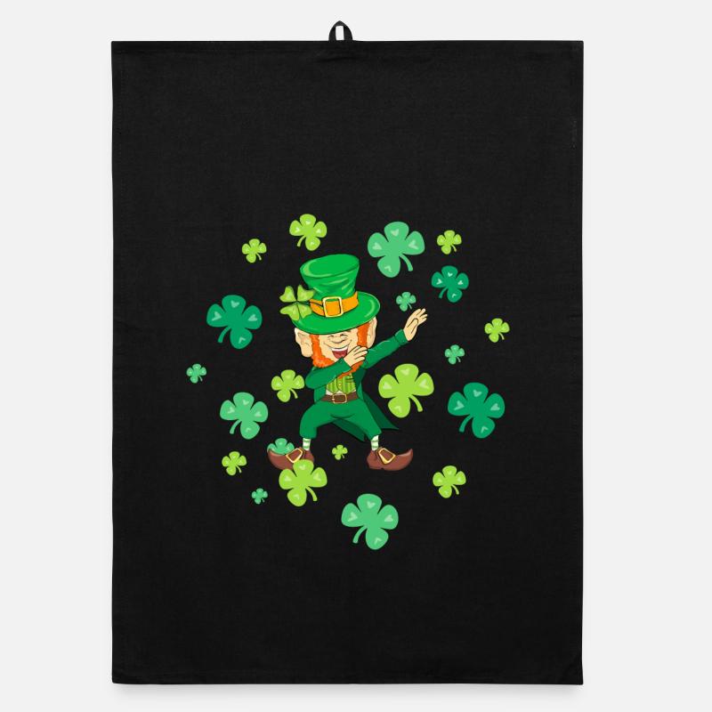 Dancing Leprechaun Dabbing Shamrocks Lucky Charm Organic dish towel