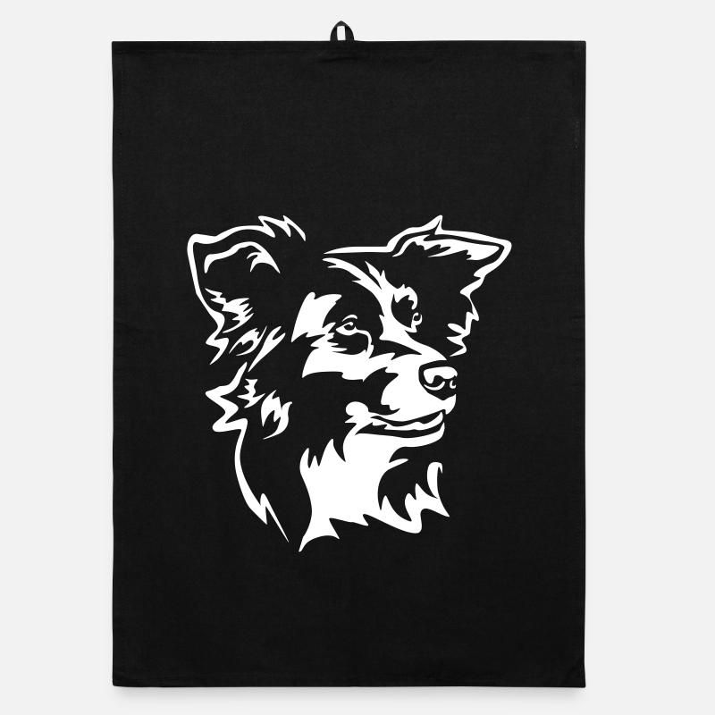 Border Collie Head « Black Edition » Torchon bio