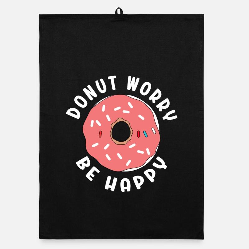 Donut Worry Soyez heureux Torchon bio