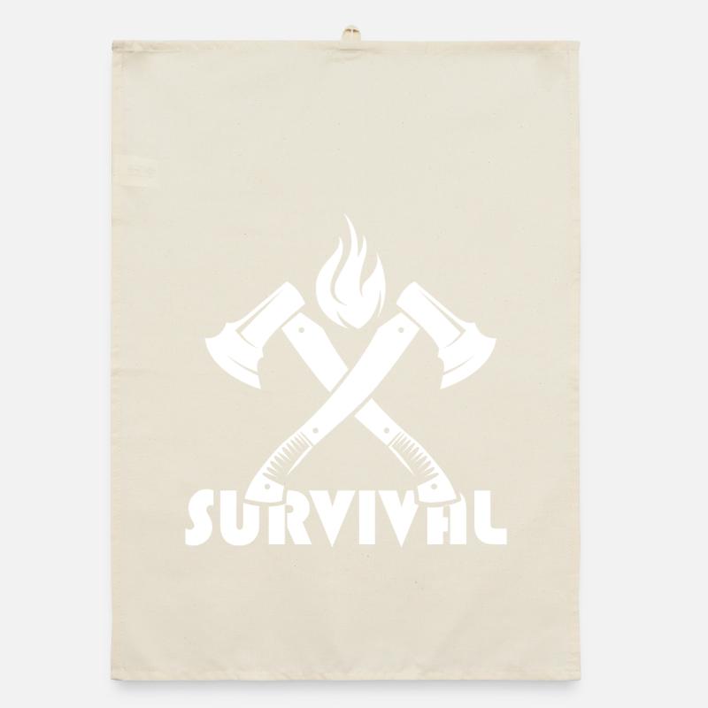 Logo de l’icône de bûcheron de feu de bois de hache de survie Torchon bio