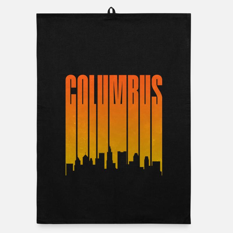 Silhouette du coucher de soleil de Columbus Torchon bio