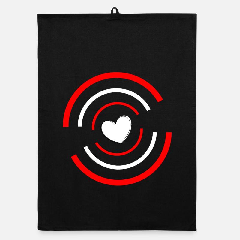 Heart red white Organic dish towel