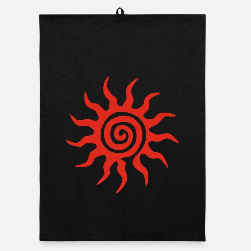 Spiral Red Sun Organic dish towel
