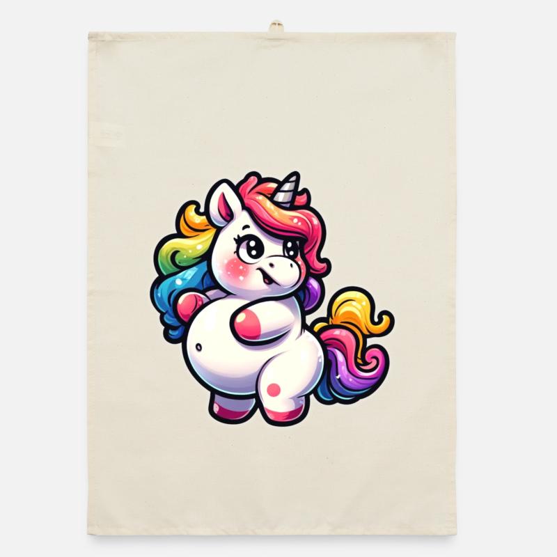 Kunterbuntes Einhorn-Kuscheldesign Organic Geschirrtuch
