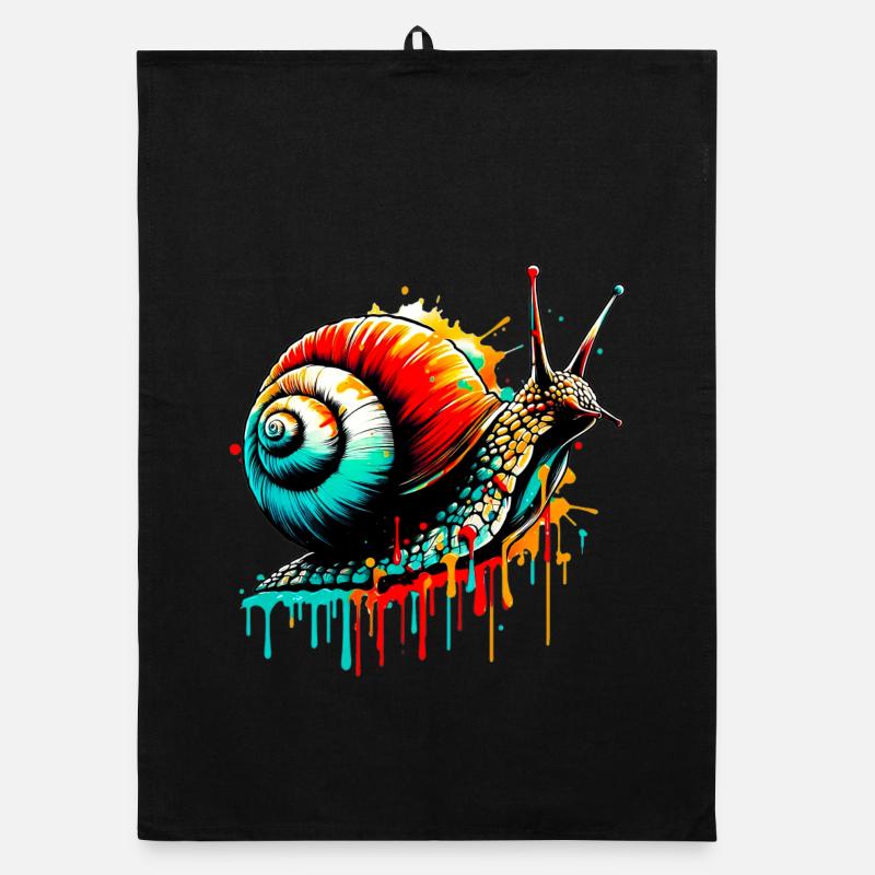 Schnecke - Organic Geschirrtuch - Schwarz