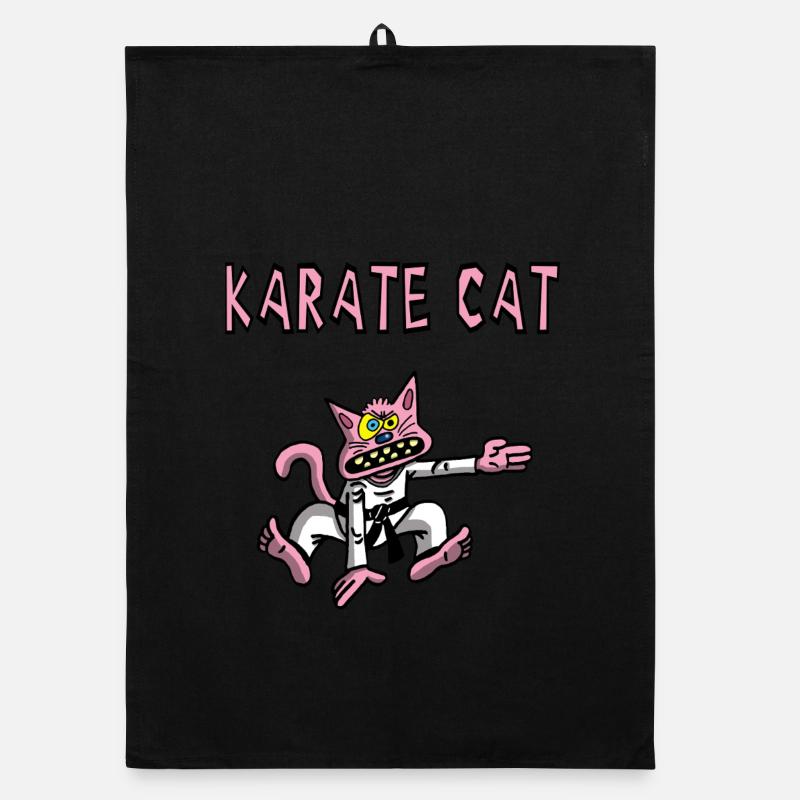 Karate und rosa Katze Organic Geschirrtuch